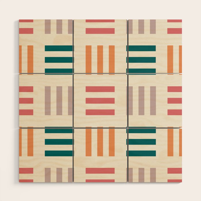 Modern Geometric Color Block Pattern Wood Wall Art Gallery Image 1