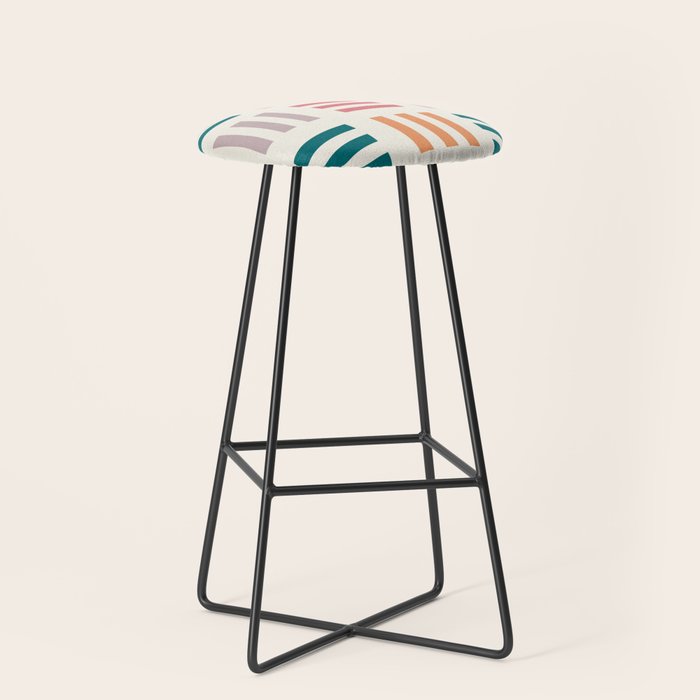 Modern Geometric Color Block Pattern Stool Gallery Image 1
