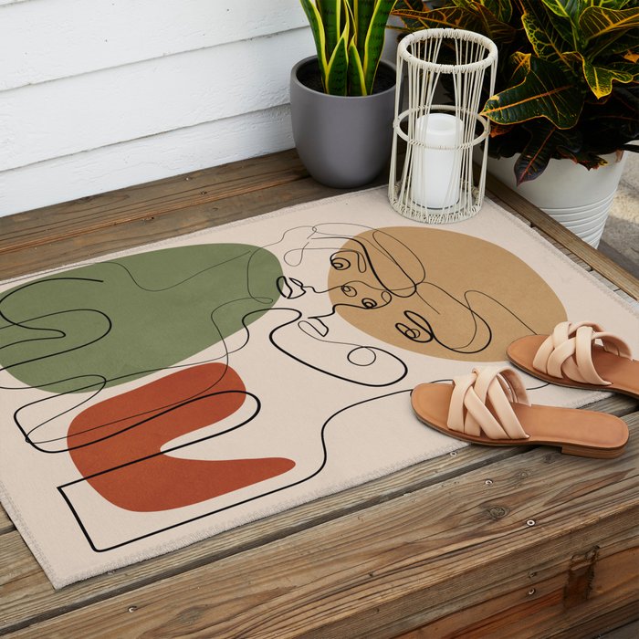 Abstract Faces 3  Outdoor Rug Gallery Image 2