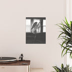 Caught Her Sneaking Out the Bathroom Window female angel black and white photograph - photography - photographs wall decor Poster Gallery Image 2