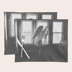 Caught Her Sneaking Out the Bathroom Window female angel black and white photograph - photography - photographs wall decor Placemat Gallery Image 1