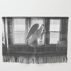Caught Her Sneaking Out the Bathroom Window female angel black and white photograph - photography - photographs wall decor Wall Hanging Gallery Image 1