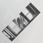 Caught Her Sneaking Out the Bathroom Window female angel black and white photograph - photography - photographs wall decor Yoga Mat Gallery Image 1