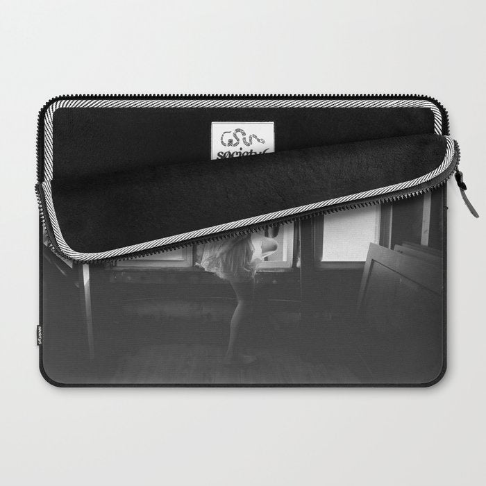 Caught Her Sneaking Out the Bathroom Window female angel black and white photograph - photography - photographs wall decor Laptop Sleeve Gallery Image 2