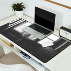 Caught Her Sneaking Out the Bathroom Window female angel black and white photograph - photography - photographs wall decor Desk Mat Gallery Image 2