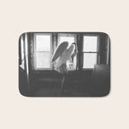 Caught Her Sneaking Out the Bathroom Window female angel black and white photograph - photography - photographs wall decor Bath Mat Gallery Image 1