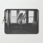 Caught Her Sneaking Out the Bathroom Window female angel black and white photograph - photography - photographs wall decor Laptop Sleeve Gallery Image 1