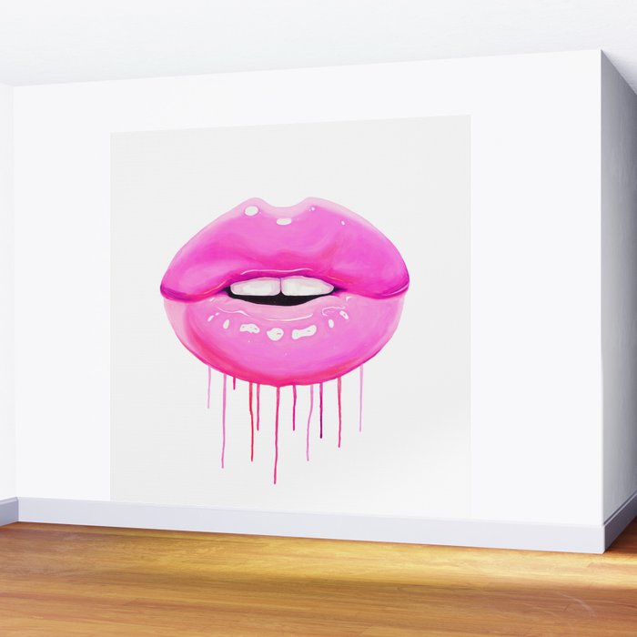 Pink lips Wall Mural Gallery Image 2