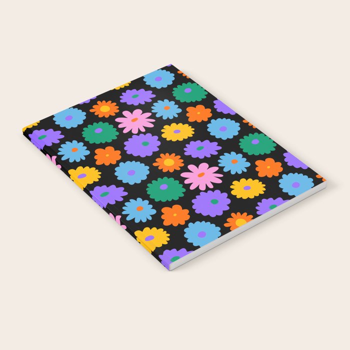 Colorful retro flower art pattern Notebook Gallery Image 1