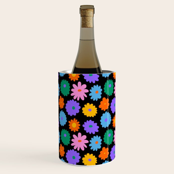 Colorful retro flower art pattern Wine Chiller Gallery Image 2
