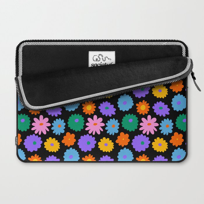 Colorful retro flower art pattern Laptop Sleeve Gallery Image 2
