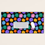 Colorful retro flower art pattern Desk Mat Gallery Image 1