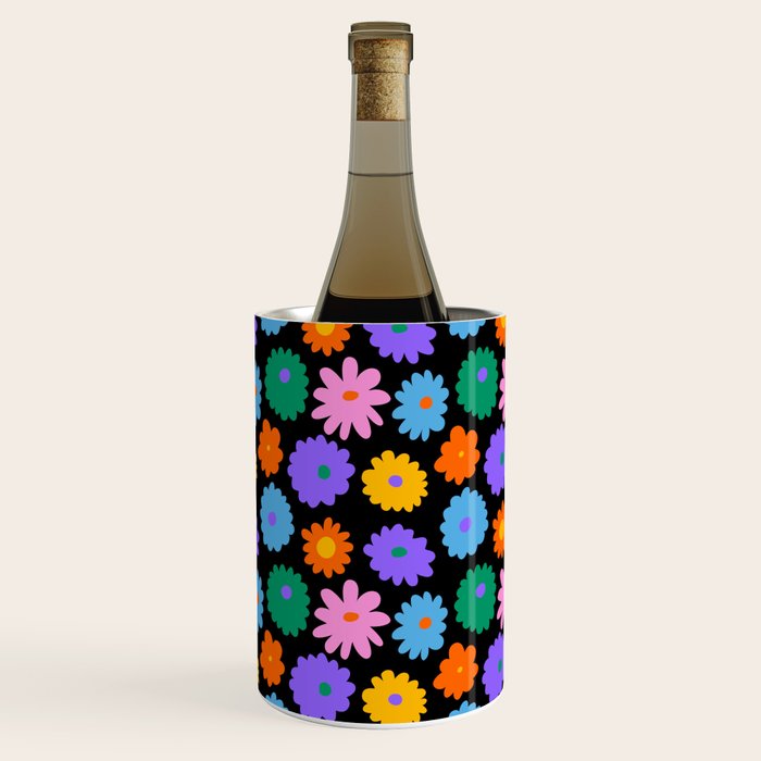 Colorful retro flower art pattern Wine Chiller Gallery Image 1