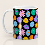 Colorful retro flower art pattern Coffee Mug Gallery Image 3