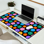 Colorful retro flower art pattern Desk Mat Gallery Image 2