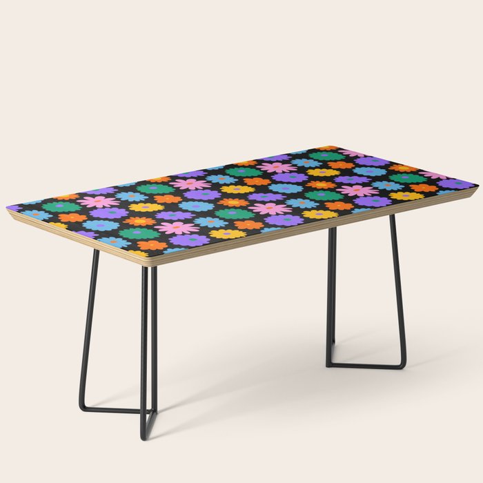 Colorful retro flower art pattern Coffee Table Gallery Image 1