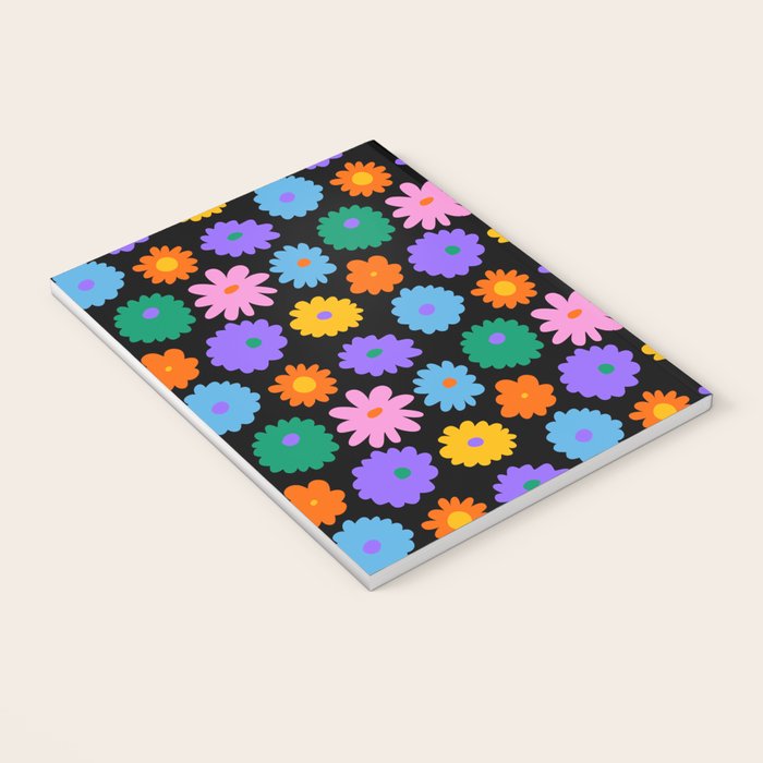 Colorful retro flower art pattern Notebook Gallery Image 3