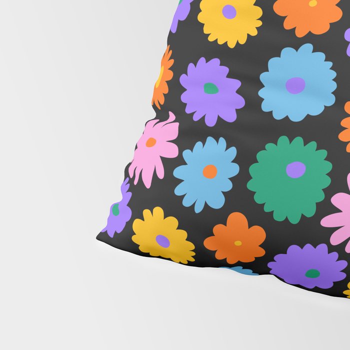 Colorful retro flower art pattern Pillow Sham Gallery Image 4