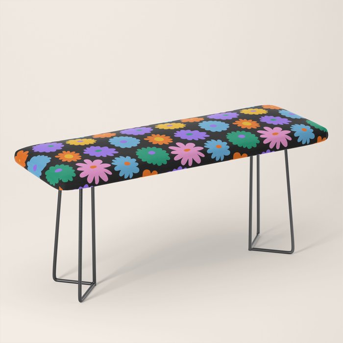Colorful retro flower art pattern Bench Gallery Image 1