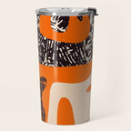 Mid Century Modern Abstract Kwaito Textured Pattern Orange Black Cream Travel Mug Gallery Image 2