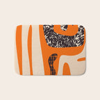 Mid Century Modern Abstract Kwaito Textured Pattern Orange Black Cream Bath Mat Gallery Image 1