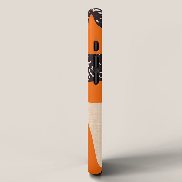 Mid Century Modern Abstract Kwaito Textured Pattern Orange Black Cream iPhone Case Gallery Image 2