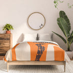 Mid Century Modern Abstract Kwaito Textured Pattern Orange Black Cream Comforter Gallery Image 3