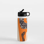 Mid Century Modern Abstract Kwaito Textured Pattern Orange Black Cream Water Bottle Gallery Image 1