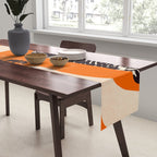 Mid Century Modern Abstract Kwaito Textured Pattern Orange Black Cream Table Runner Gallery Image 2