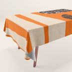 Mid Century Modern Abstract Kwaito Textured Pattern Orange Black Cream Tablecloth Gallery Image 1