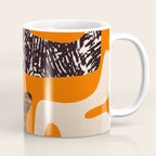 Mid Century Modern Abstract Kwaito Textured Pattern Orange Black Cream Coffee Mug Gallery Image 1