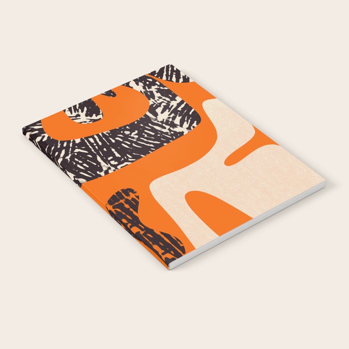 Mid Century Modern Abstract Kwaito Textured Pattern Orange Black Cream Notebook Gallery Image 2