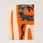 Mid Century Modern Abstract Kwaito Textured Pattern Orange Black Cream Stationery Card Gallery Image 2