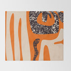 Mid Century Modern Abstract Kwaito Textured Pattern Orange Black Cream Throw Blanket Gallery Image 2