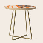 Mid Century Modern Abstract Kwaito Textured Pattern Orange Black Cream Side Table Gallery Image 1