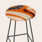 Mid Century Modern Abstract Kwaito Textured Pattern Orange Black Cream Stool Gallery Image 2