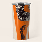 Mid Century Modern Abstract Kwaito Textured Pattern Orange Black Cream Travel Mug Gallery Image 1