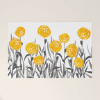 Fall Sunshine, Floral Watercolor Print, Yellow and Gray Welcome Mat Gallery Image 1