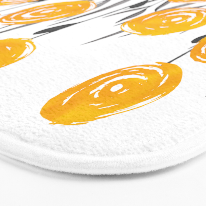 Fall Sunshine, Floral Watercolor Print, Yellow and Gray Bath Mat Gallery Image 3