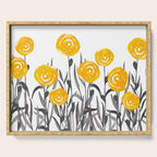 Fall Sunshine, Floral Watercolor Print, Yellow and Gray Serving Tray Gallery Image 1