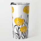 Fall Sunshine, Floral Watercolor Print, Yellow and Gray Travel Mug Gallery Image 3