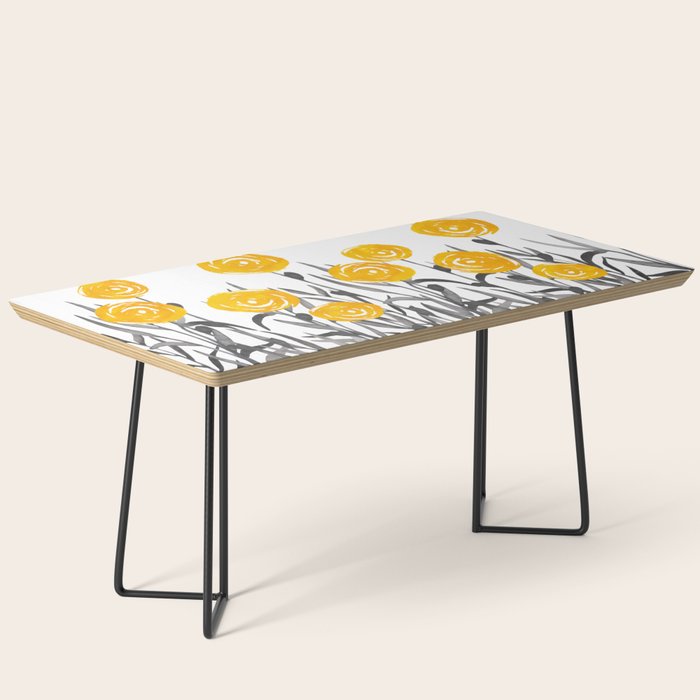 Fall Sunshine, Floral Watercolor Print, Yellow and Gray Coffee Table Gallery Image 1