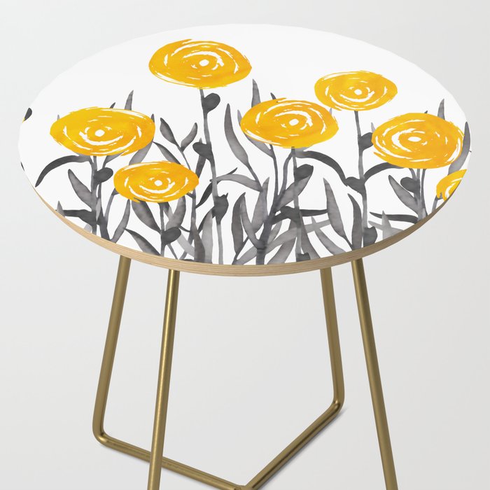Fall Sunshine, Floral Watercolor Print, Yellow and Gray Side Table Gallery Image 2