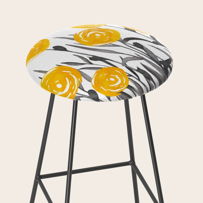 Fall Sunshine, Floral Watercolor Print, Yellow and Gray Stool Gallery Image 2