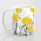 Fall Sunshine, Floral Watercolor Print, Yellow and Gray Coffee Mug Gallery Image 3