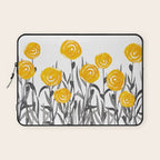 Fall Sunshine, Floral Watercolor Print, Yellow and Gray Laptop Sleeve Gallery Image 1