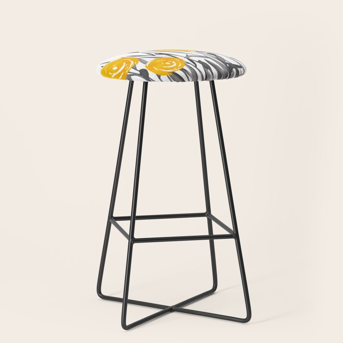 Fall Sunshine, Floral Watercolor Print, Yellow and Gray Stool Gallery Image 1