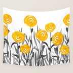 Fall Sunshine, Floral Watercolor Print, Yellow and Gray Wall Tapestry Gallery Image 4