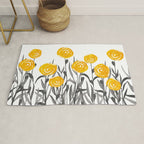 Fall Sunshine, Floral Watercolor Print, Yellow and Gray Rug Gallery Image 1