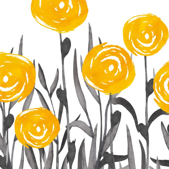 Fall Sunshine, Floral Watercolor Print, Yellow and Gray Coffee Mug Gallery Image 2